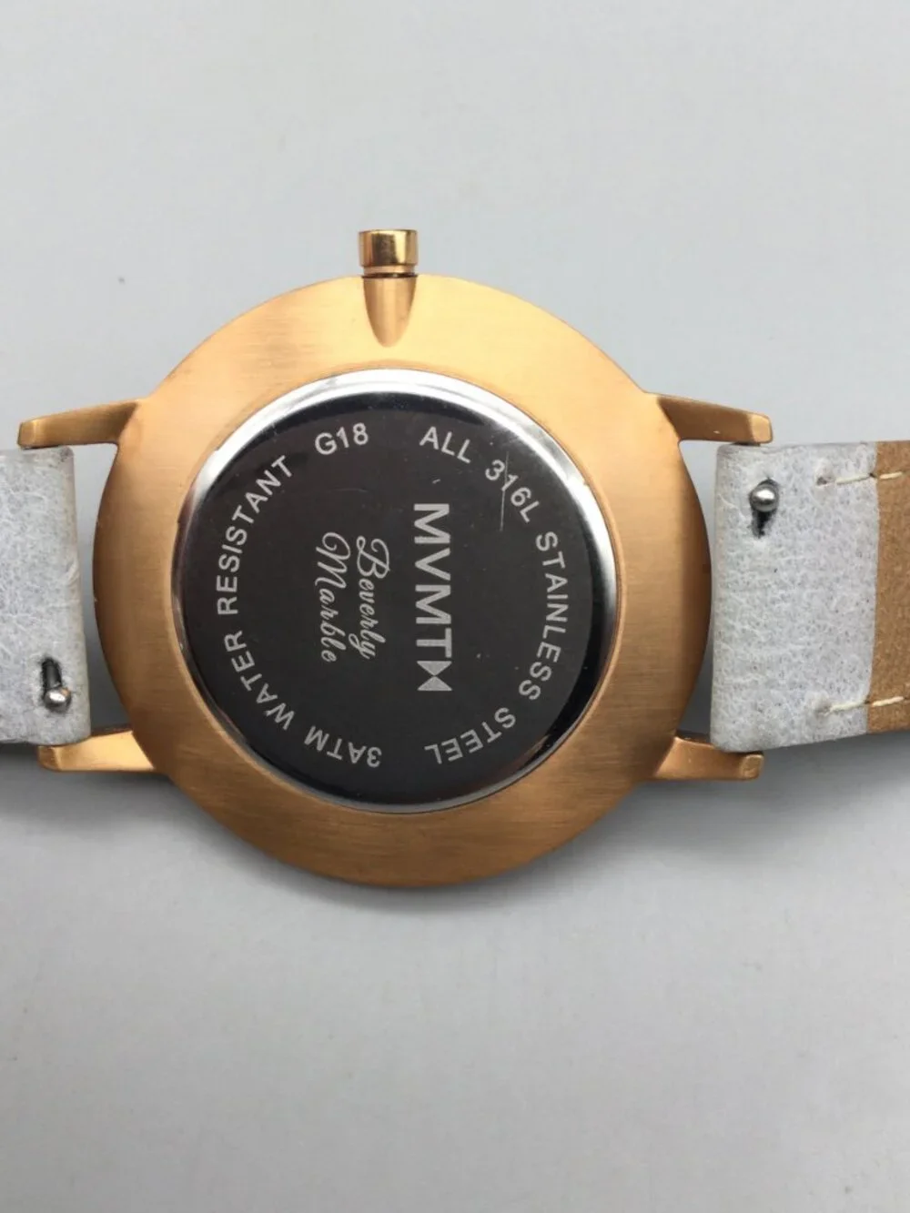 MVMT Boulevard Beverly Marble Womens Watch Rose Gold Tone Leather New Battery